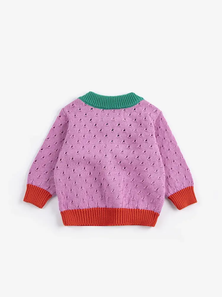 Bobo Choses Color Block open work cardigan
