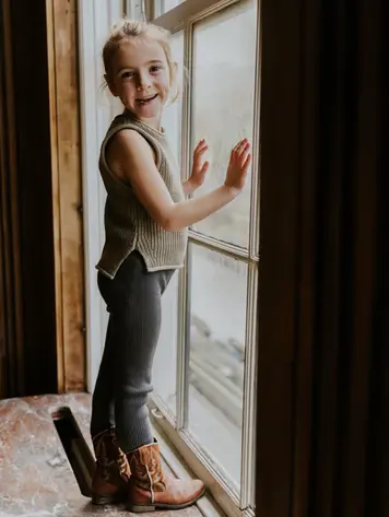 Yuki Knitted Leggings Fine Rib - CHARCOAL