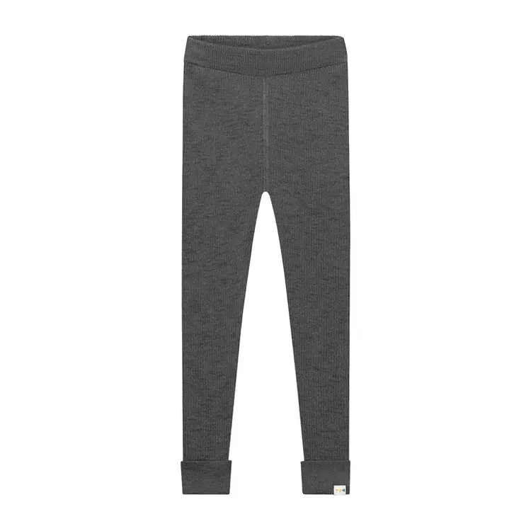Yuki Knitted Leggings Fine Rib - CHARCOAL