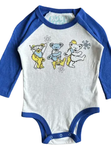 Rowdy Sprout Grateful Dead Blue Snowbears Raglan Onesie