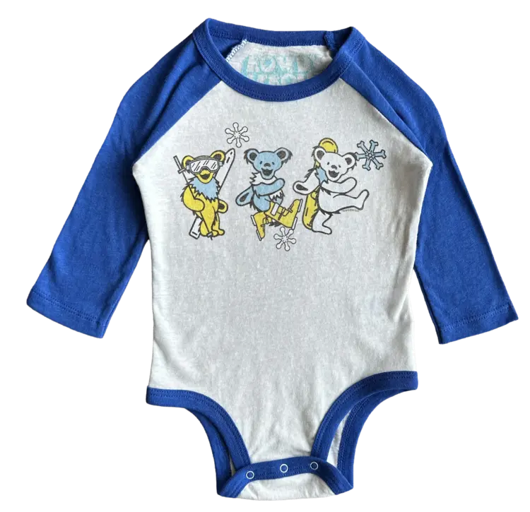 Rowdy Sprout Grateful Dead Blue Snowbears Raglan Onesie