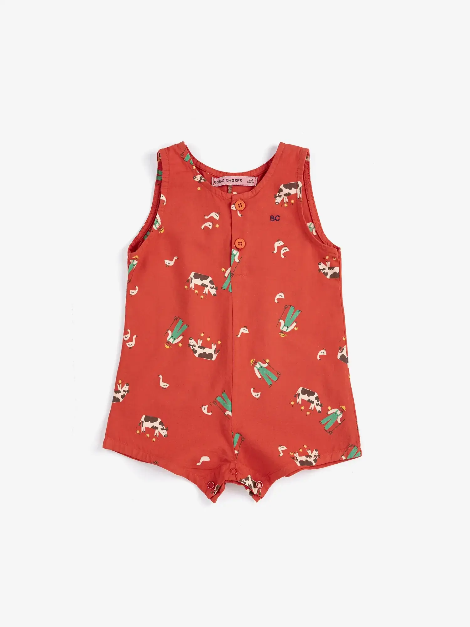 ロンパース・カバーオール bobo choses farm adventure playsuit 12M Bobo Choses Farm Adventure all over playsuit - Yellow Turtle