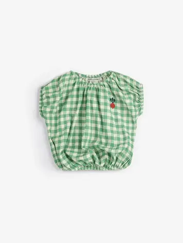 Bobo Choses Pixel Sugar Beet vichy woven blouse