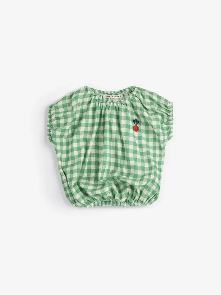 Bobo Choses Pixel Sugar Beet vichy woven blouse