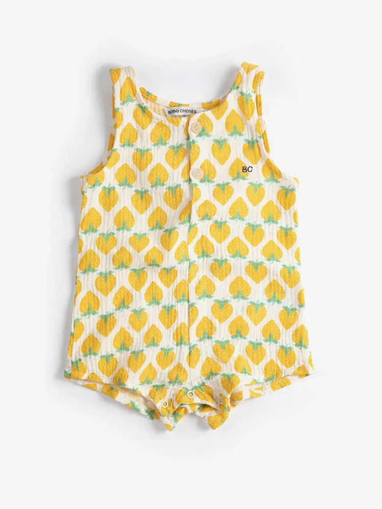 Bobo Choses Strawberry all over woven playsuit