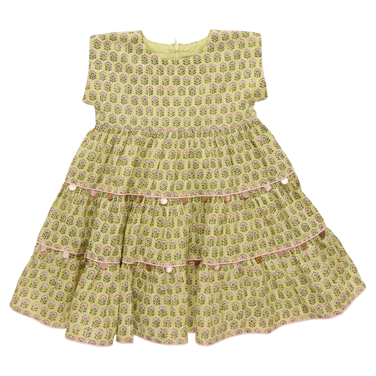 Pink Chicken Girls Peachy Dress - Green Prairie