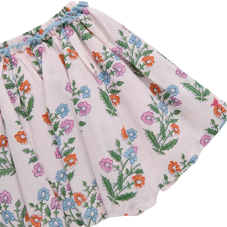 Pink Chicken Girls Gianna Skirt - Pink Dewdrop Block Print Spring
