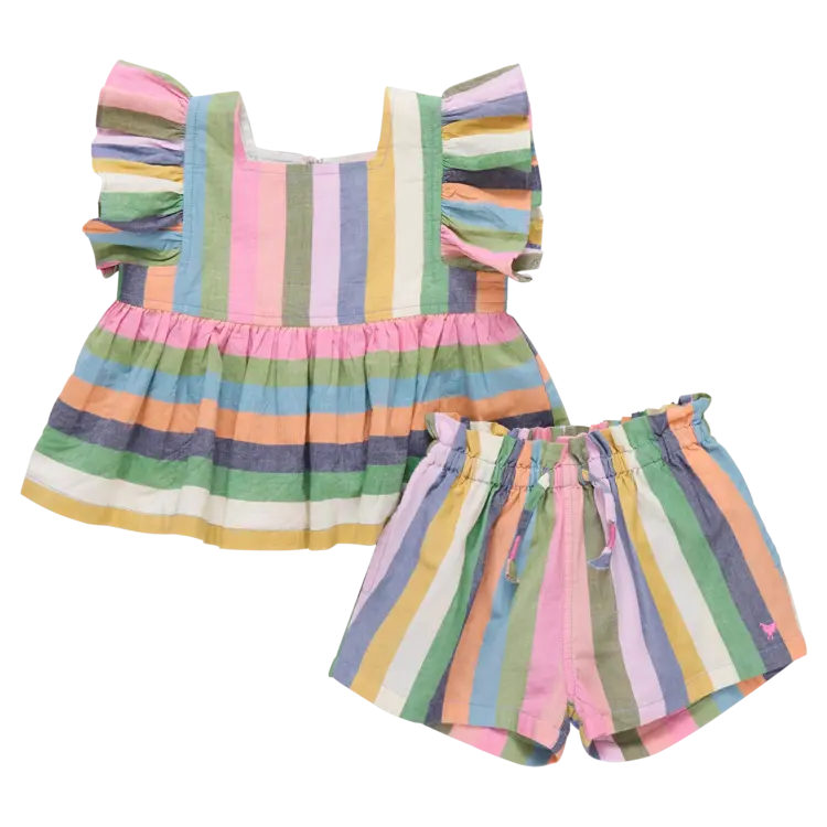 Pink Chicken Baby Girls Elsie 2pc Set- Parade Stripe