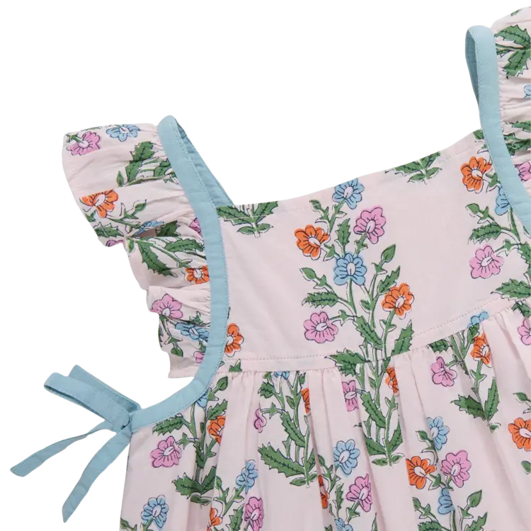 Pink Chicken Baby Girls Ailee Dress Set - Pink Dewdrop Block Print Spring