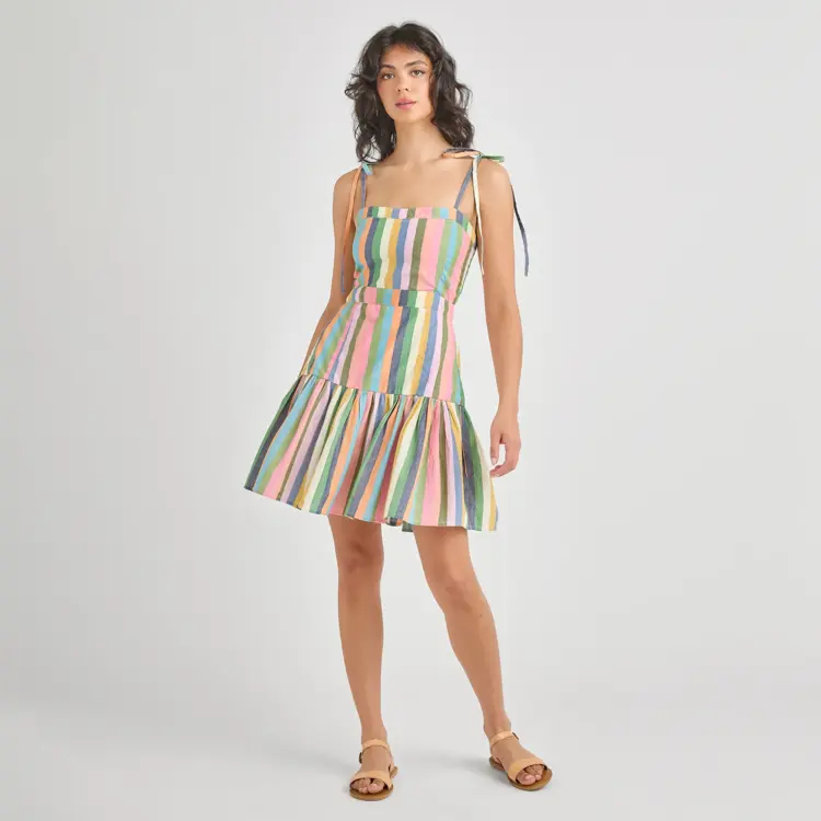 Pink Chicken Womens Short Marilyn Dress - Parade Stripe