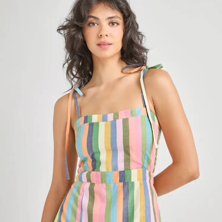 Pink Chicken Womens Short Marilyn Dress - Parade Stripe