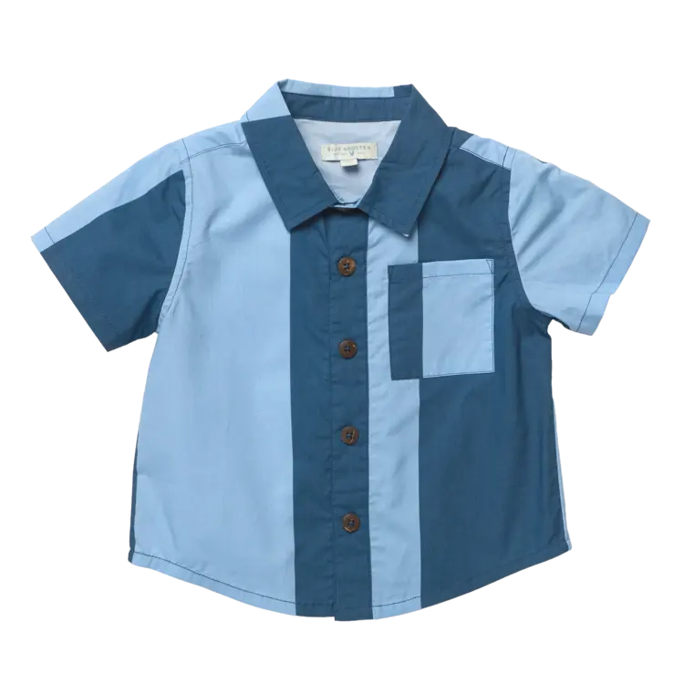 Blue Rooster (Pink Chicken) Boys Jack Shirt - Cabana Stripe