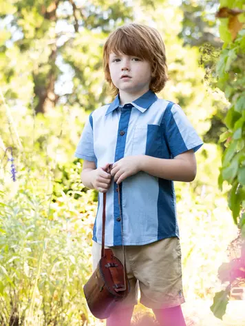 Blue Rooster (Pink Chicken) Boys Jack Shirt - Cabana Stripe