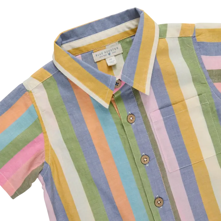 Blue Rooster (Pink Chicken) Boys Jack Shirt - Parade Stripe