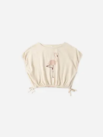 Rylee + Cru Cropped Cinch Tee Flamingo