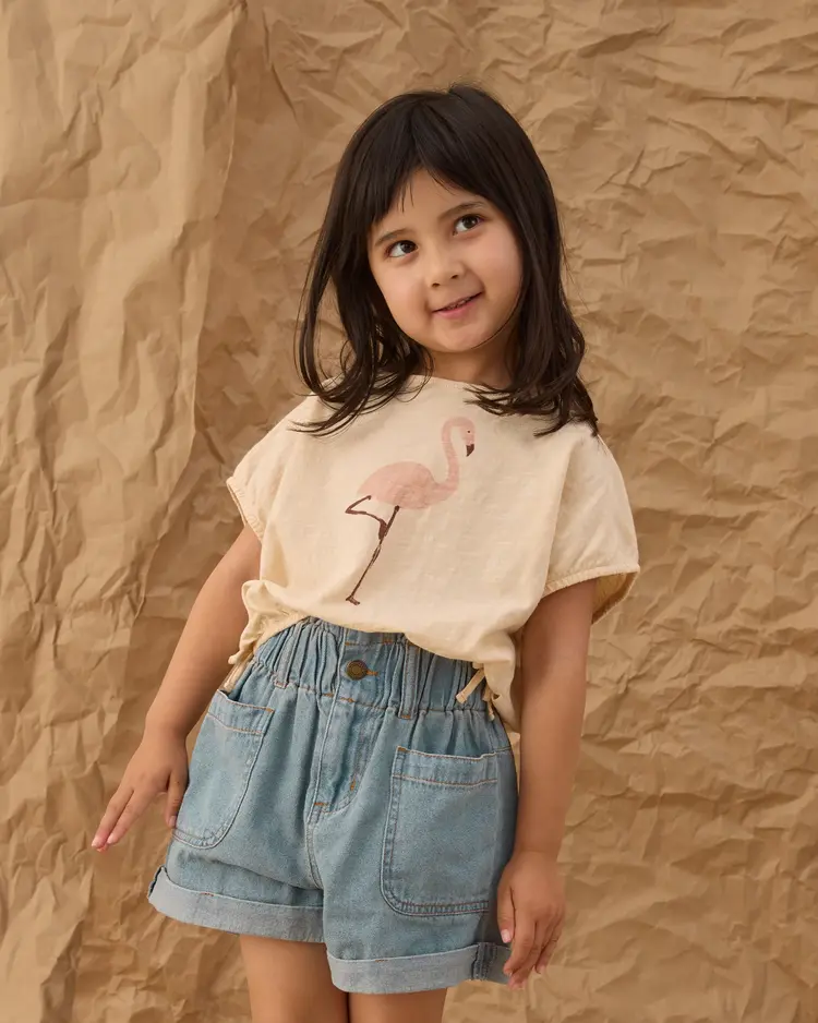 Rylee + Cru Cropped Cinch Tee Flamingo