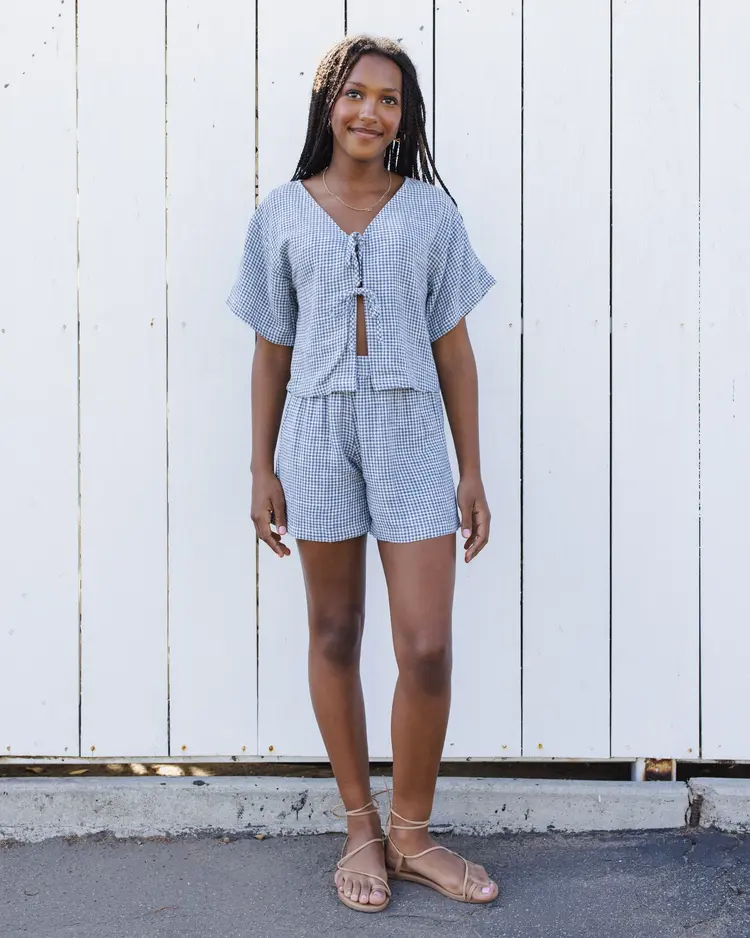 Rylee + Cru Juniper Set Marine Gingham