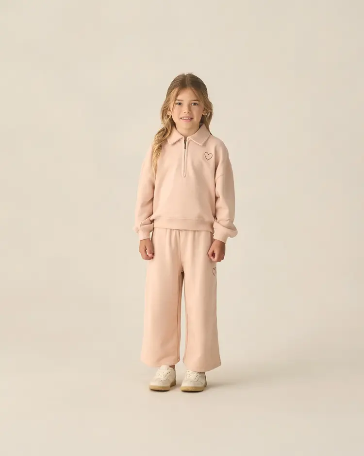 Rylee + Cru Wide Leg Sweatpant Blush