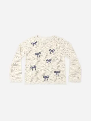 Rylee + Cru Crochet Knit Pullover Bows
