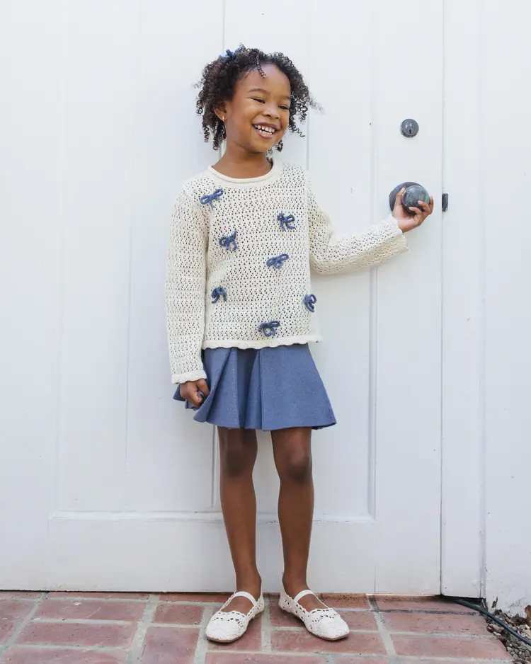 Rylee + Cru Crochet Knit Pullover Bows