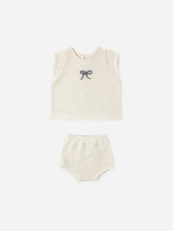 Rylee + Cru Scallop Knit Baby Set Natural