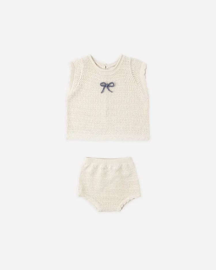 Rylee + Cru Scallop Knit Baby Set Natural