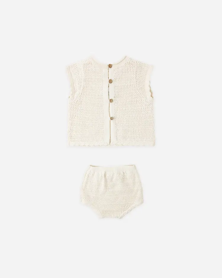 Rylee + Cru Scallop Knit Baby Set Natural