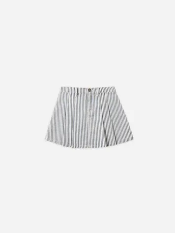 Rylee + Cru Pleated Denim Skirt Railroad Stripe