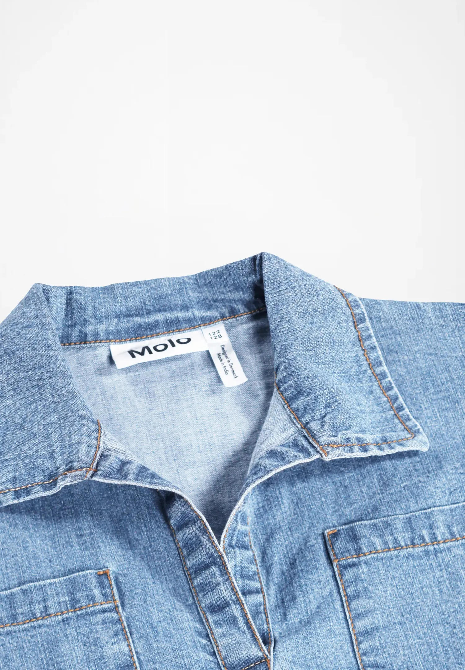 molo denim dress Cherinne broderie anglaise denim dress in blue - Molo