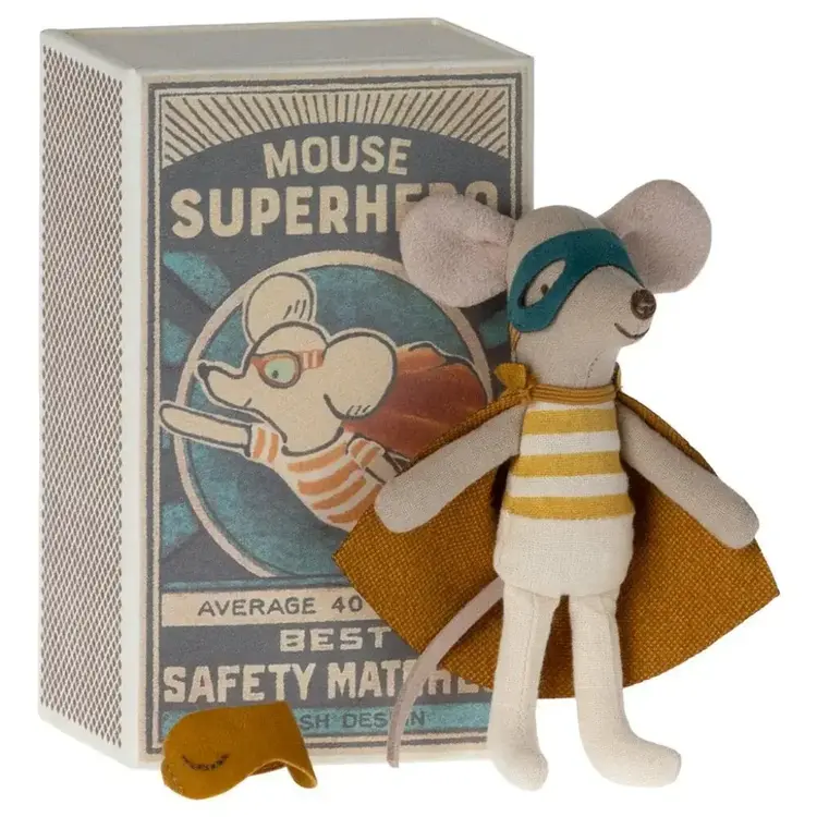 Maileg Maileg Super Hero Mouse, Little Brother in Matchbox
