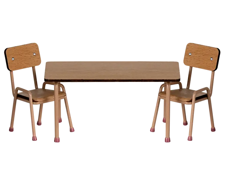 Maileg Maileg Table & Chair Set, Mouse - DARK POWDER