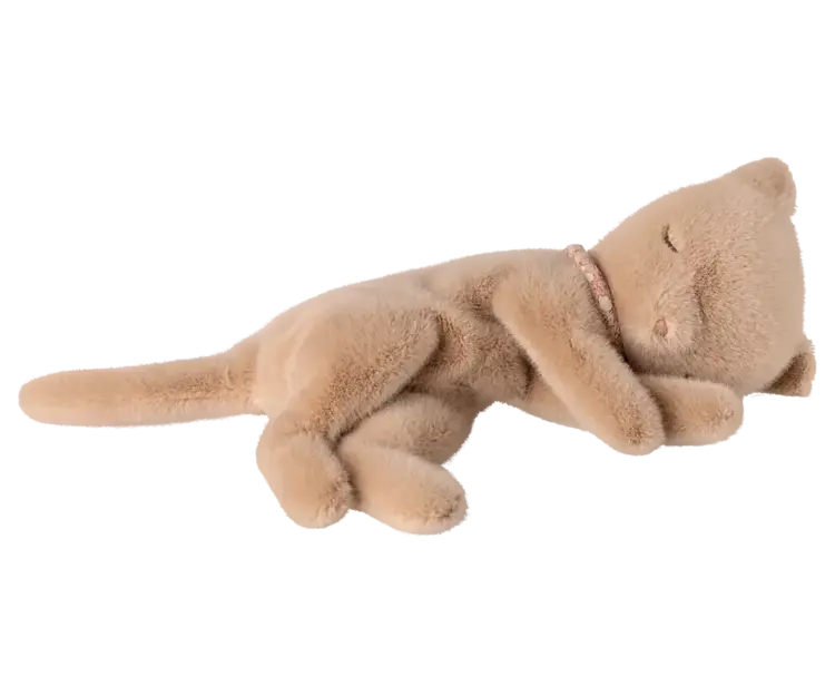 Maileg Sleeping Kitten Plush, Small - CREAM PEACH