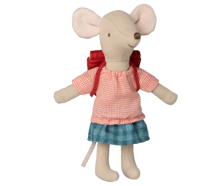 Maileg  Tricycle Mouse, Big Sister with Bag - RED