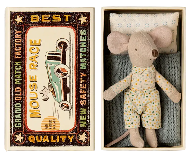 Maileg Little Brother Mouse in Matchbox - MULTI DOTS