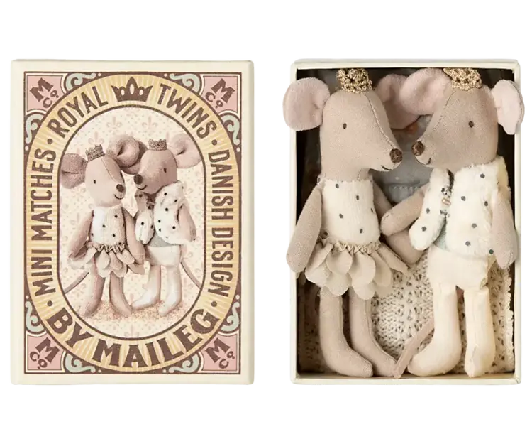 Maileg Royal Twins, Little Sister & Brother in Matchbox