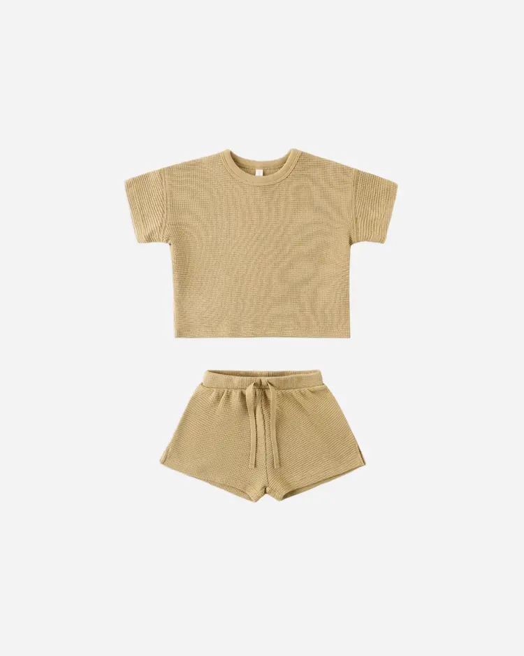 Quincy Mae Waffle Tee + Short Set Honey