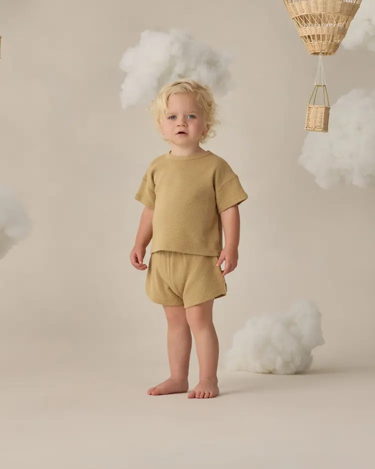 Quincy Mae Waffle Tee + Short Set Honey