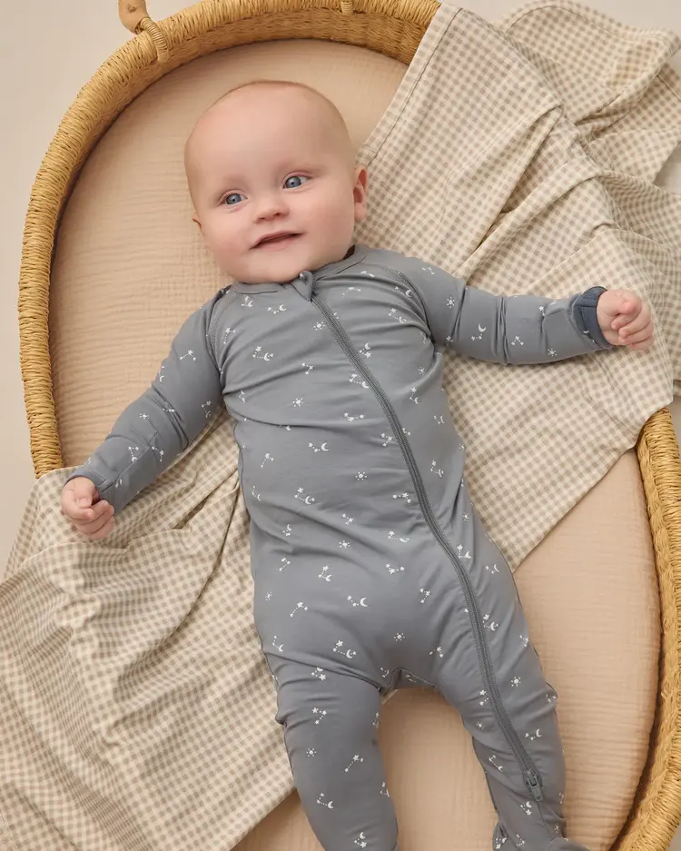 Quincy Mae Bamboo Zip Footie Starlight