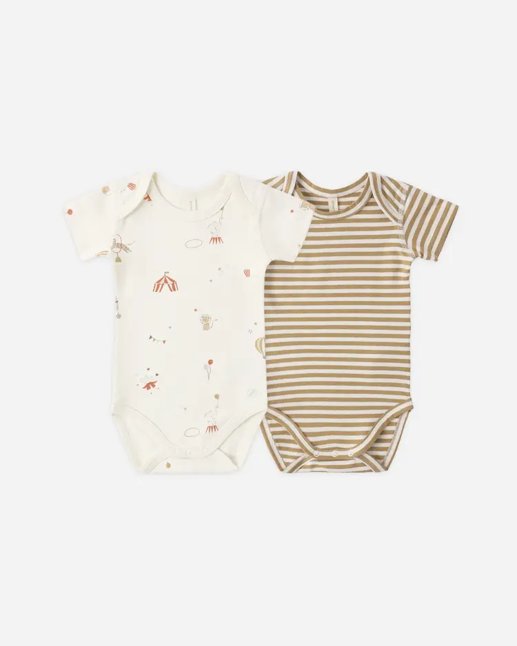 Quincy Mae Short Sleeve Bodysuit Pack Carnival, Honey Stripe
