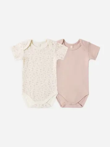 Quincy Mae Short Sleeve Bodysuit Pack Ditsy, Blush