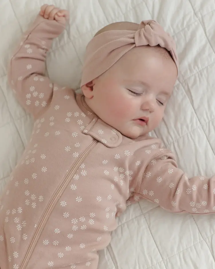 Quincy Mae Zip Longsleeve Sleeper Mauve Daisy