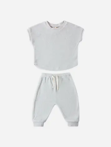 Quincy Mae Terry Tee + Pant Set Sky