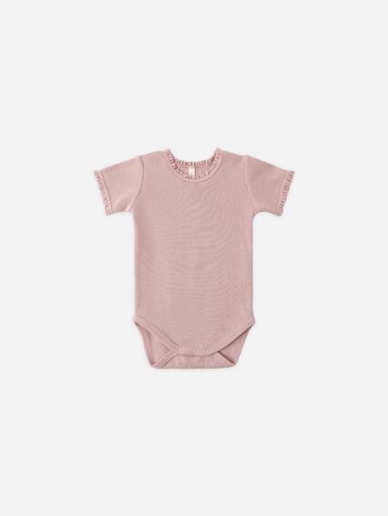 Quincy Mae Short Sleeve Waffle Bodysuit Mauve
