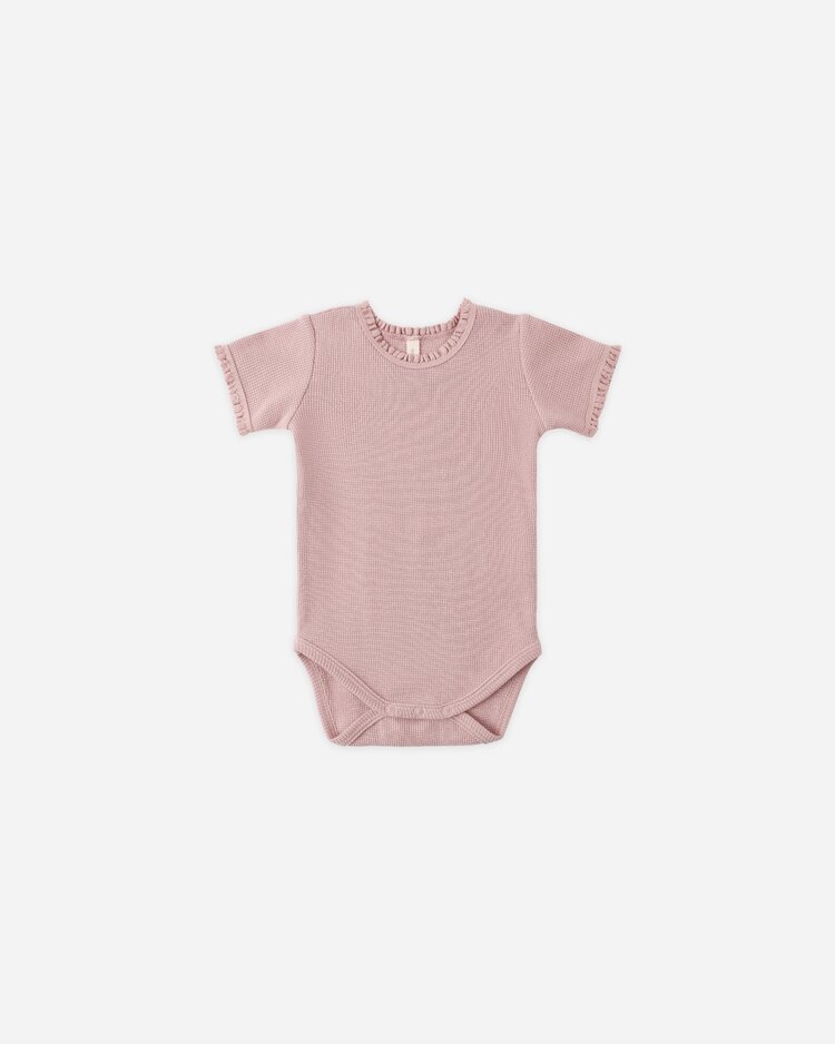 Quincy Mae Short Sleeve Waffle Bodysuit Mauve