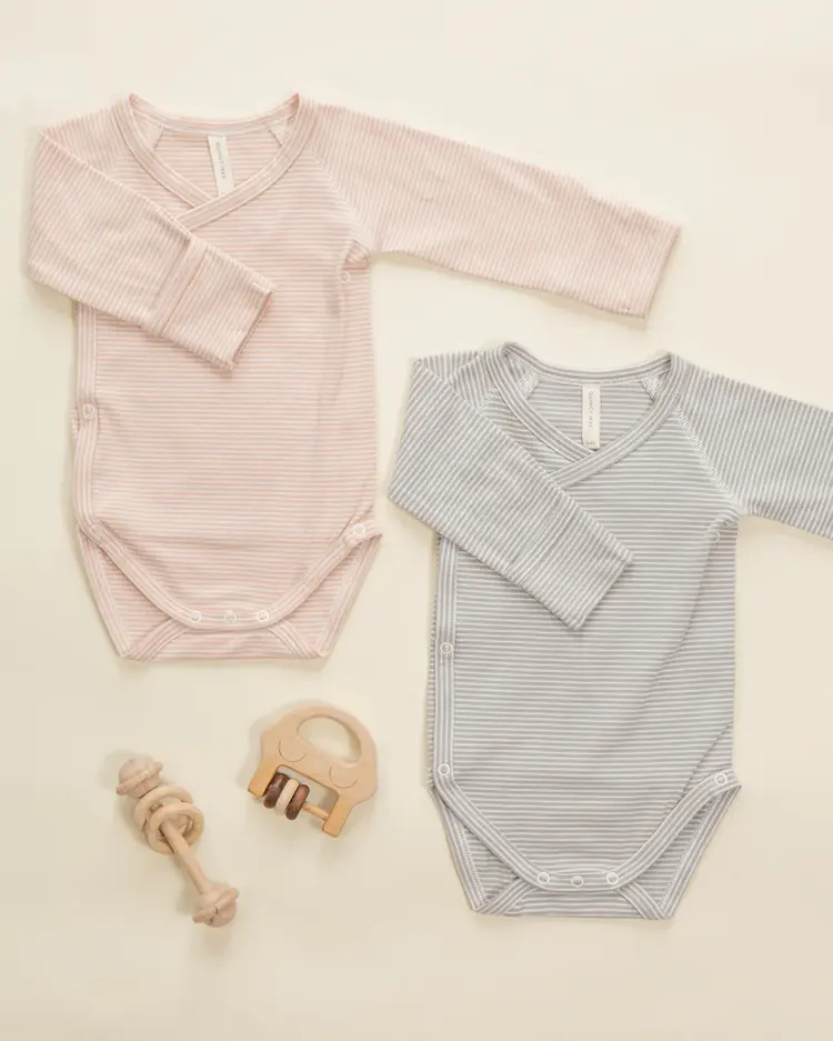 Quincy Mae Side Snap Bodysuit Micro Stripe