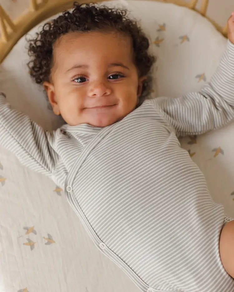 Quincy Mae Side Snap Bodysuit Micro Stripe