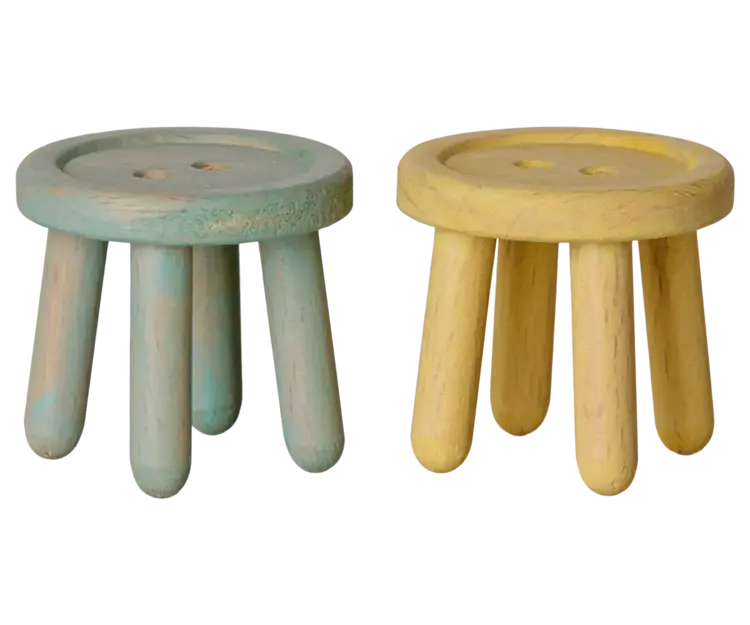 Maileg Stool Set, Mouse - MINT/LT YELLOW