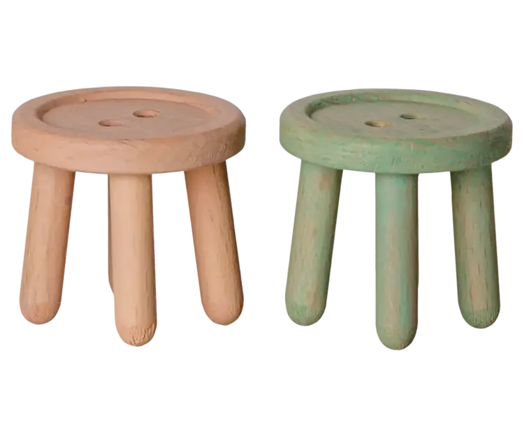 Maileg Stool Set, Mouse - LT ROSE/LT MINT