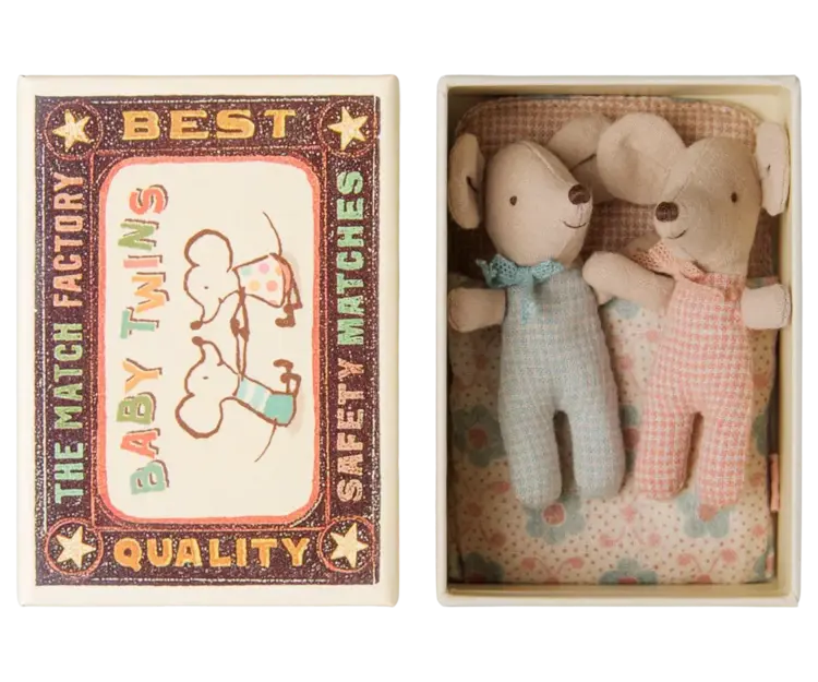 Maileg Twins, Baby Mice in Matchbox - CHECK