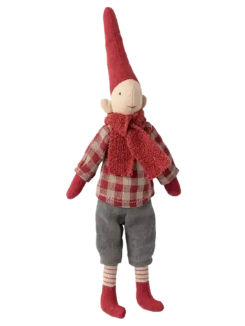 Maileg Pixy, Size 1 - Boy - RED CHECKERED SHIRT